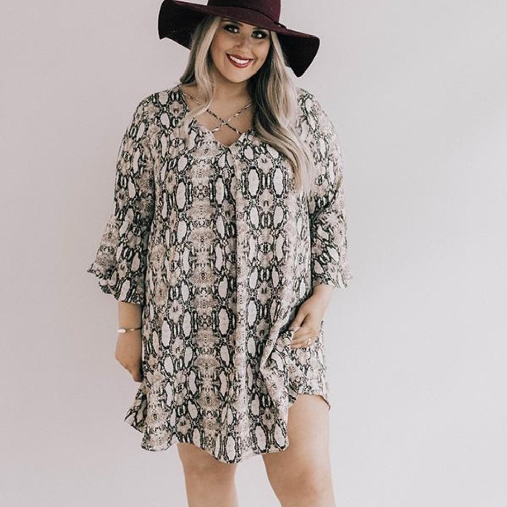 PLUS CURVE Snake Print Dress